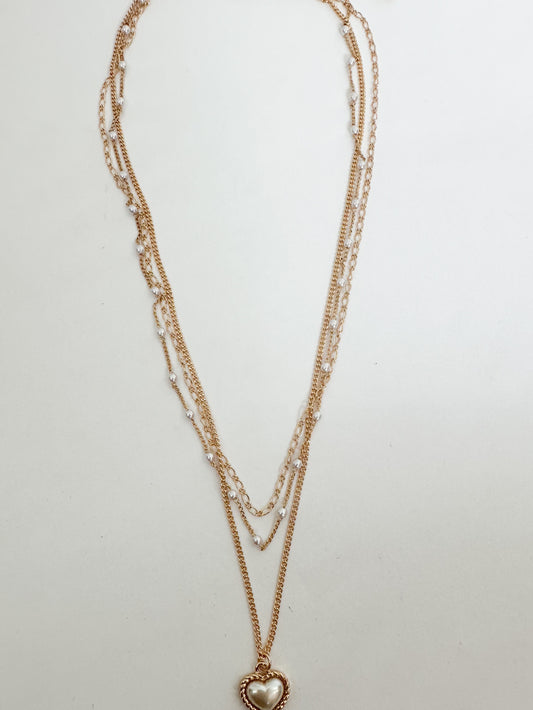 Pearl Heart Layered Necklace