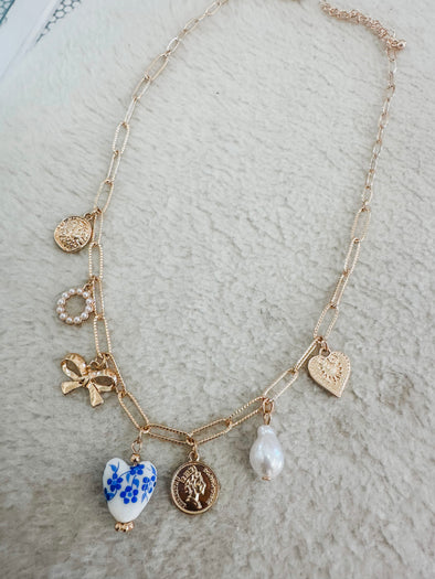 Porcelain Heart Charm Necklace