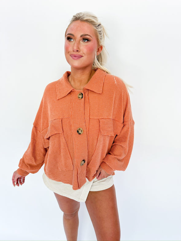 Approval Button Up Shacket Top