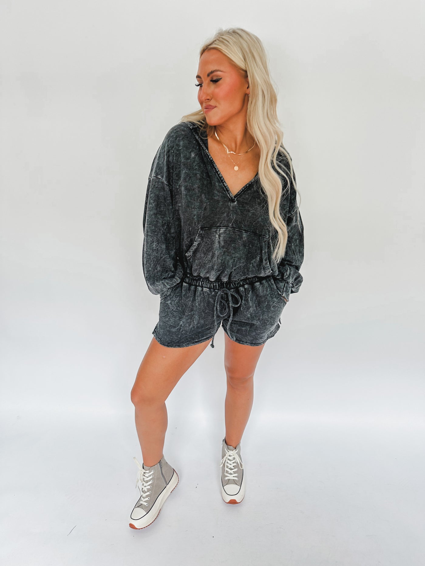 Jeanette Hooded Romper Grey