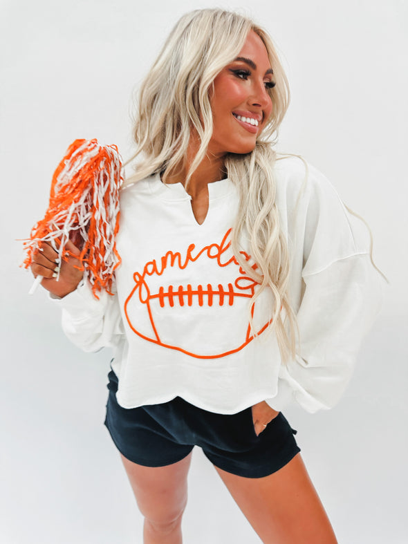 It's Game Day Lettering Cropped Sweatshirt