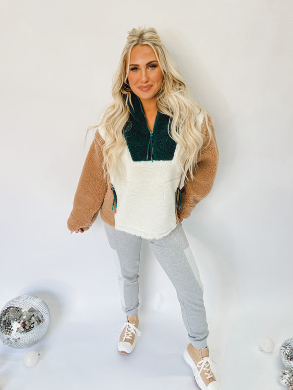 Aspen Color Block Fur Pullover