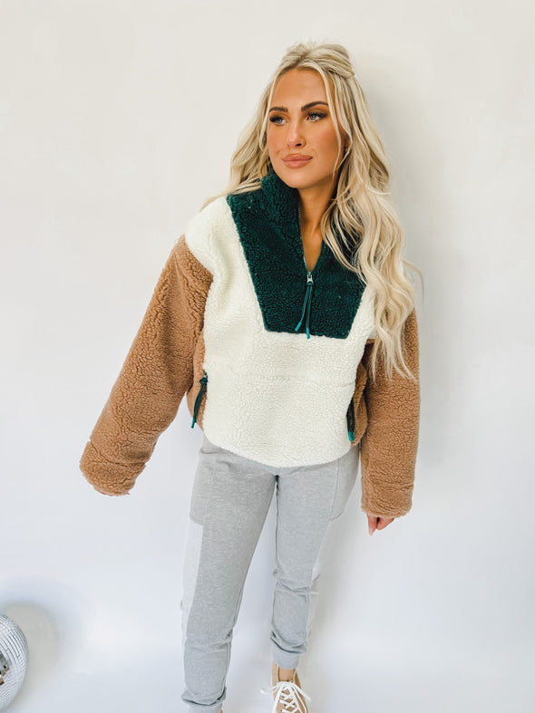 Aspen Color Block Fur Pullover