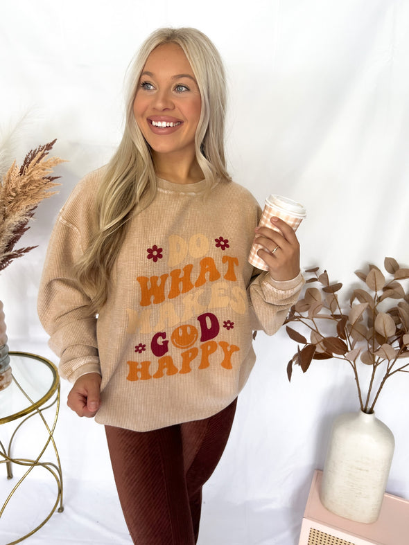 Make God Happy Corded Pullover