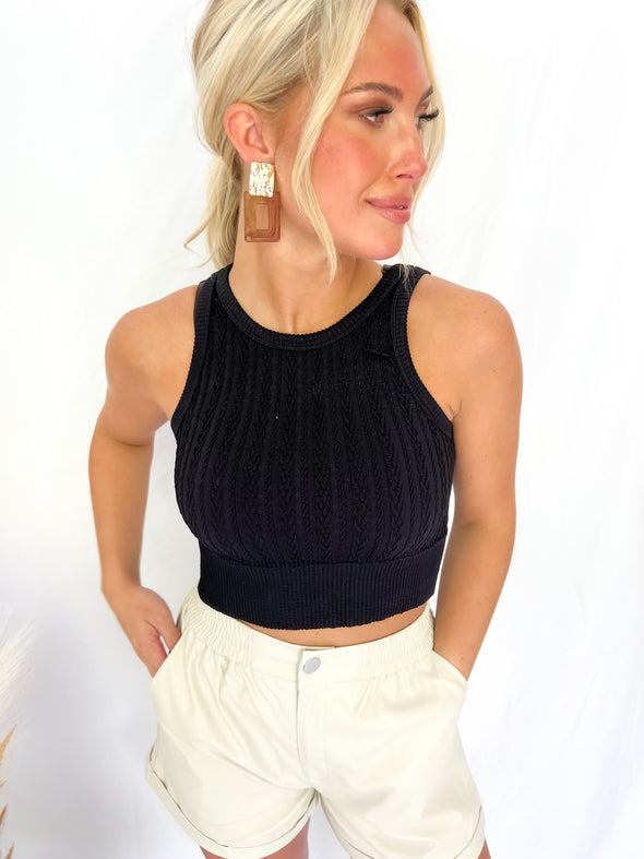 How You Do It Cable Knit Cropped Tank