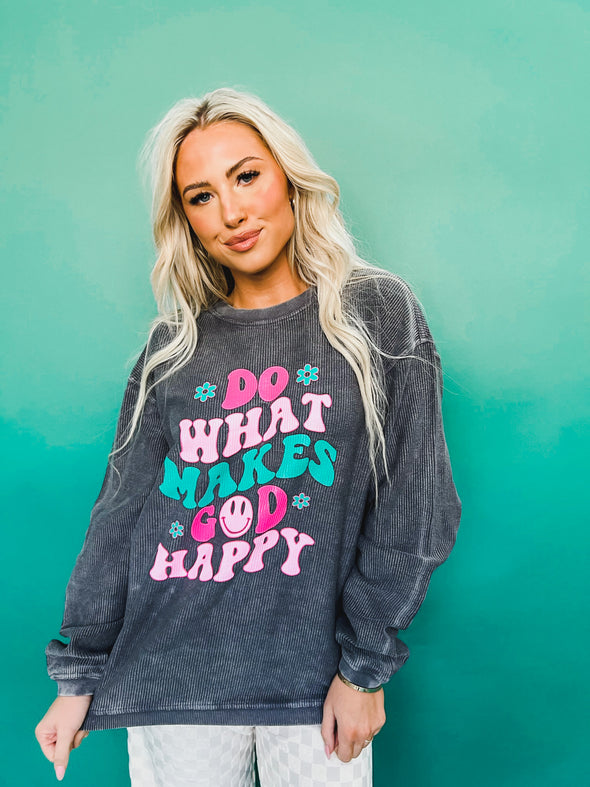 Make God Happy Corded Pullover