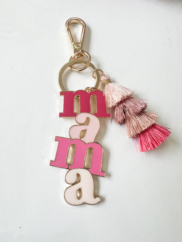 Pink Stack Mama Keychain