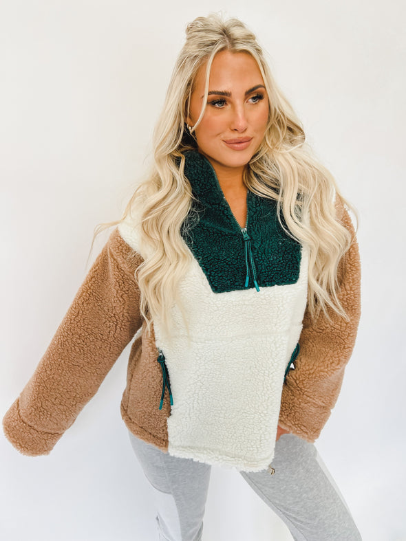 Aspen Color Block Fur Pullover