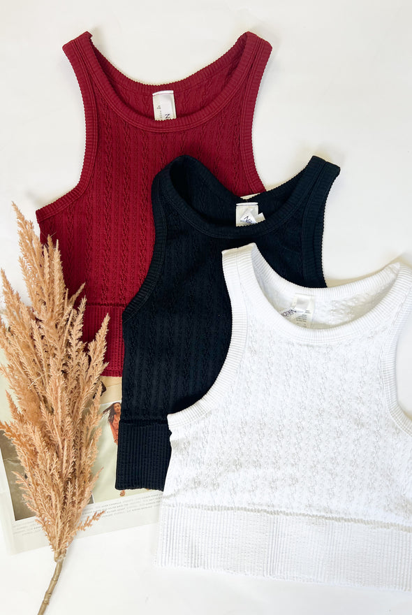 How You Do It Cable Knit Cropped Tank