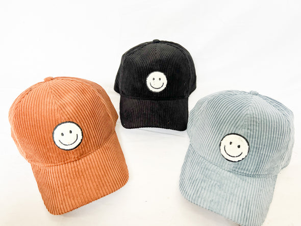 Smiley Patch Corduroy Hat